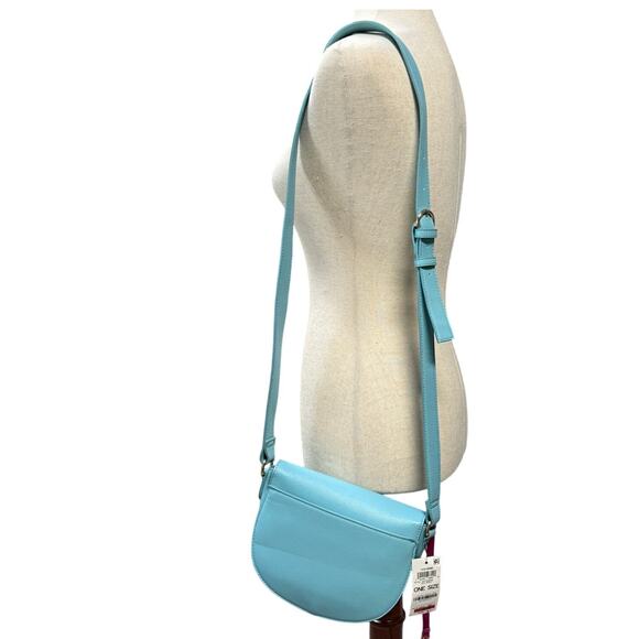 ON 34th Small Curve Bottom Crossbody Bag Sea Spray Faux Leather NWT - Picture 2 of 10